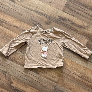 H&M Tan Winter Spirit Long Sleeve Tee